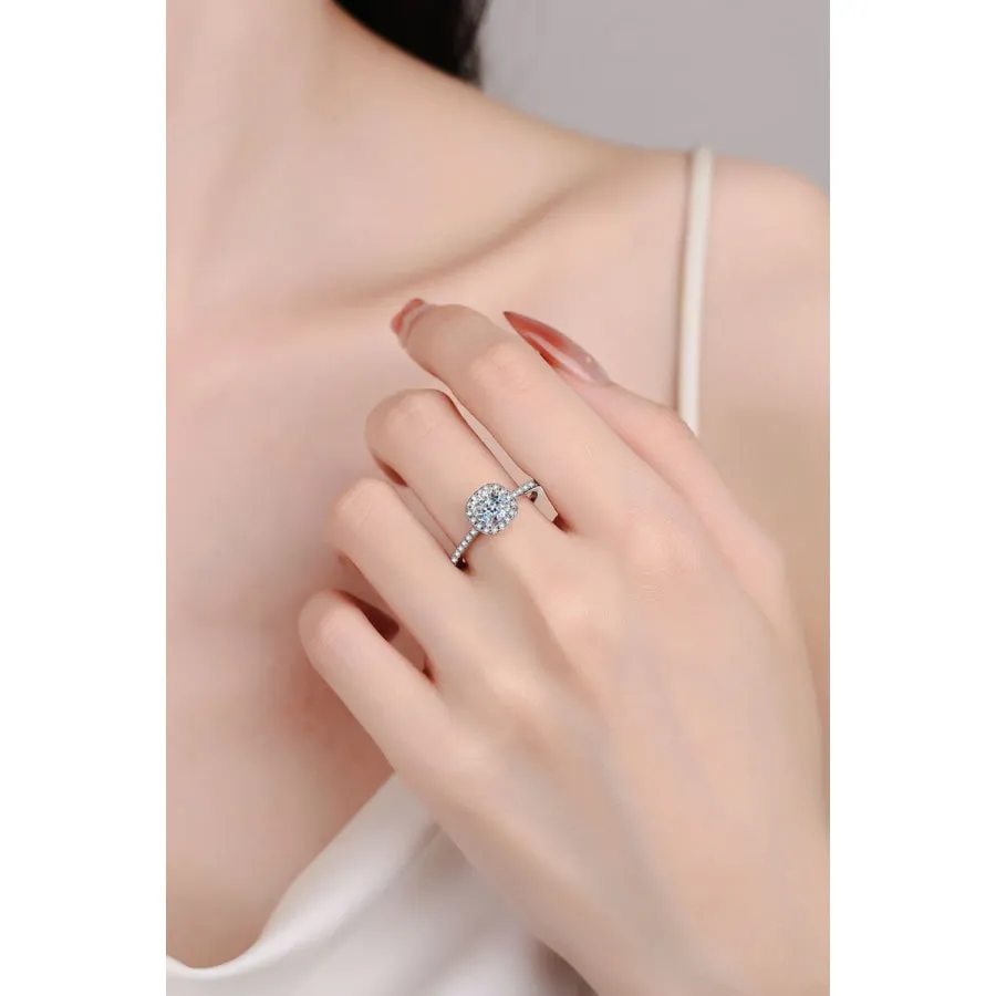 1 Carat Moissanite 925 Sterling Silver Halo Ring