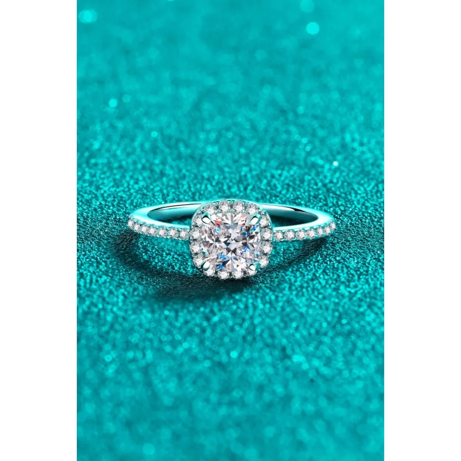 1 Carat Moissanite 925 Sterling Silver Halo Ring