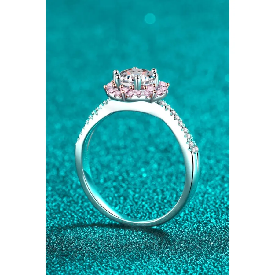 1 Carat Moissanite Flower-Shaped Crisscross Ring