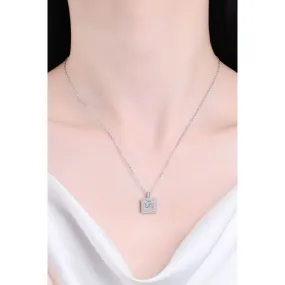 1 Carat Moissanite Square Pendant Chain Necklace