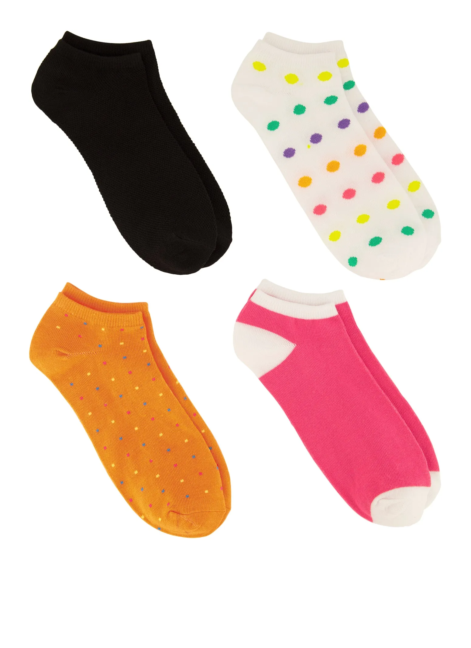 4 Pack Polka Dot Print Socks