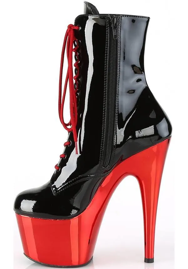 ADORE-1020 [Black Patent/Red Chrome] | PLATFORM BOOTS [PREORDER]