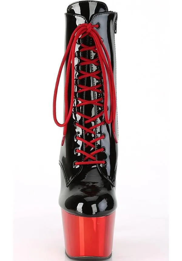 ADORE-1020 [Black Patent/Red Chrome] | PLATFORM BOOTS [PREORDER]