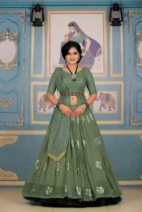 Apple Green Lehenga 506 (Semi-Stitch)-SSS001AL