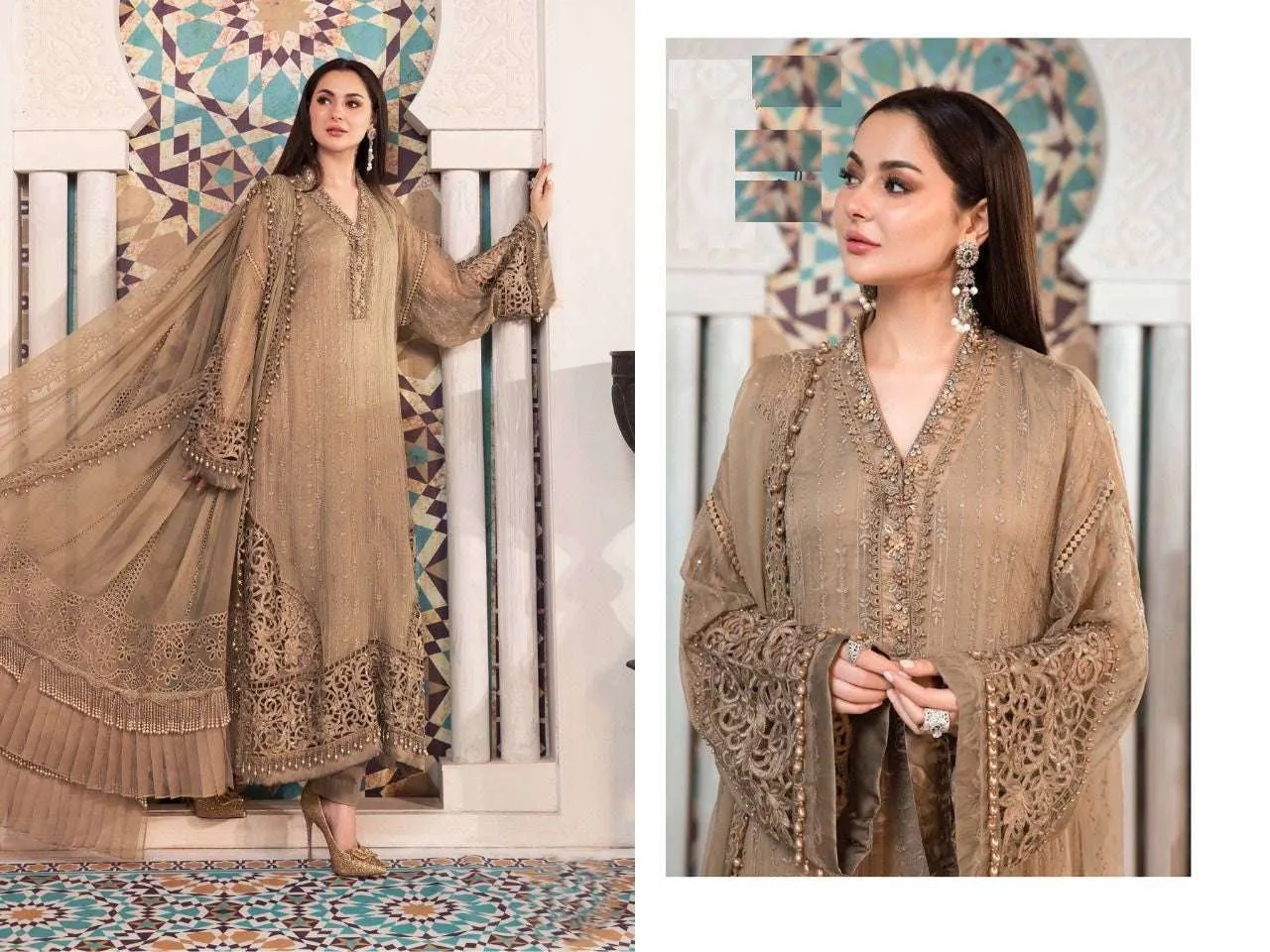 Brown Designer Pakistani Salawar Kameez