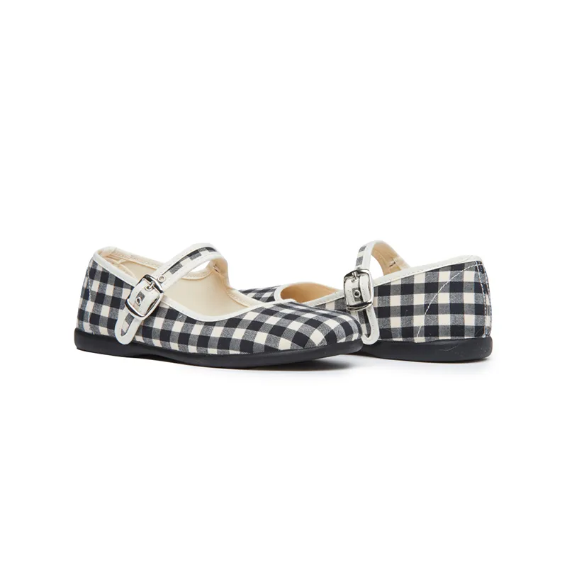 Classic Canvas Mary Janes in Black Gingham