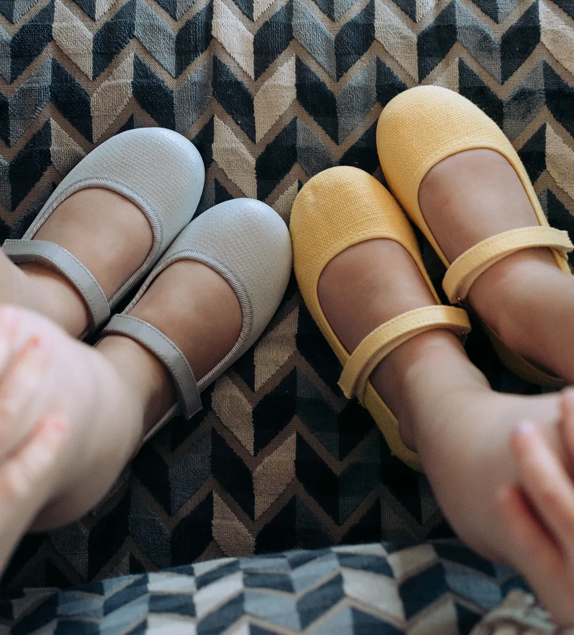 Classic Textured Mary Janes in Silver