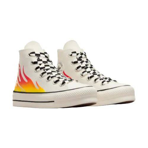 Converse women's shoe sneakers with wedge Chuck Taylor All Star Lift Flames A07892C heron-red enamel-black