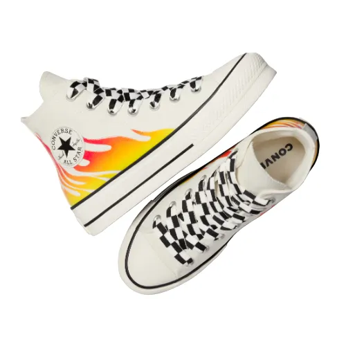 Converse women's shoe sneakers with wedge Chuck Taylor All Star Lift Flames A07892C heron-red enamel-black