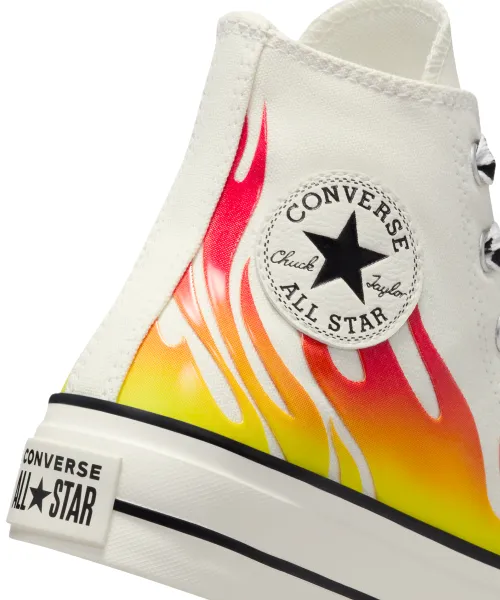 Converse women's shoe sneakers with wedge Chuck Taylor All Star Lift Flames A07892C heron-red enamel-black