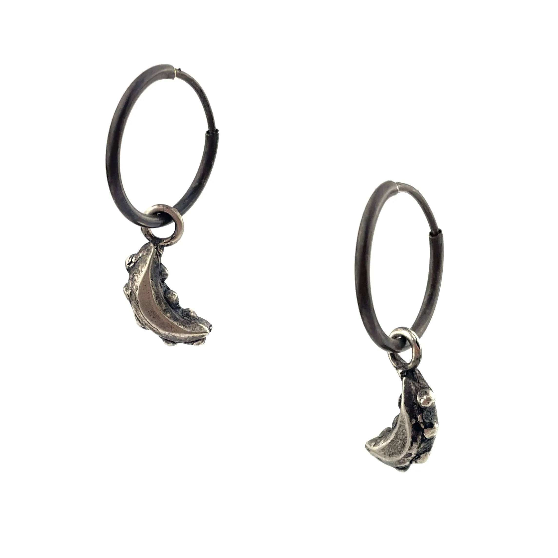 CRESCENT MOON Tiny Hoops - Silver