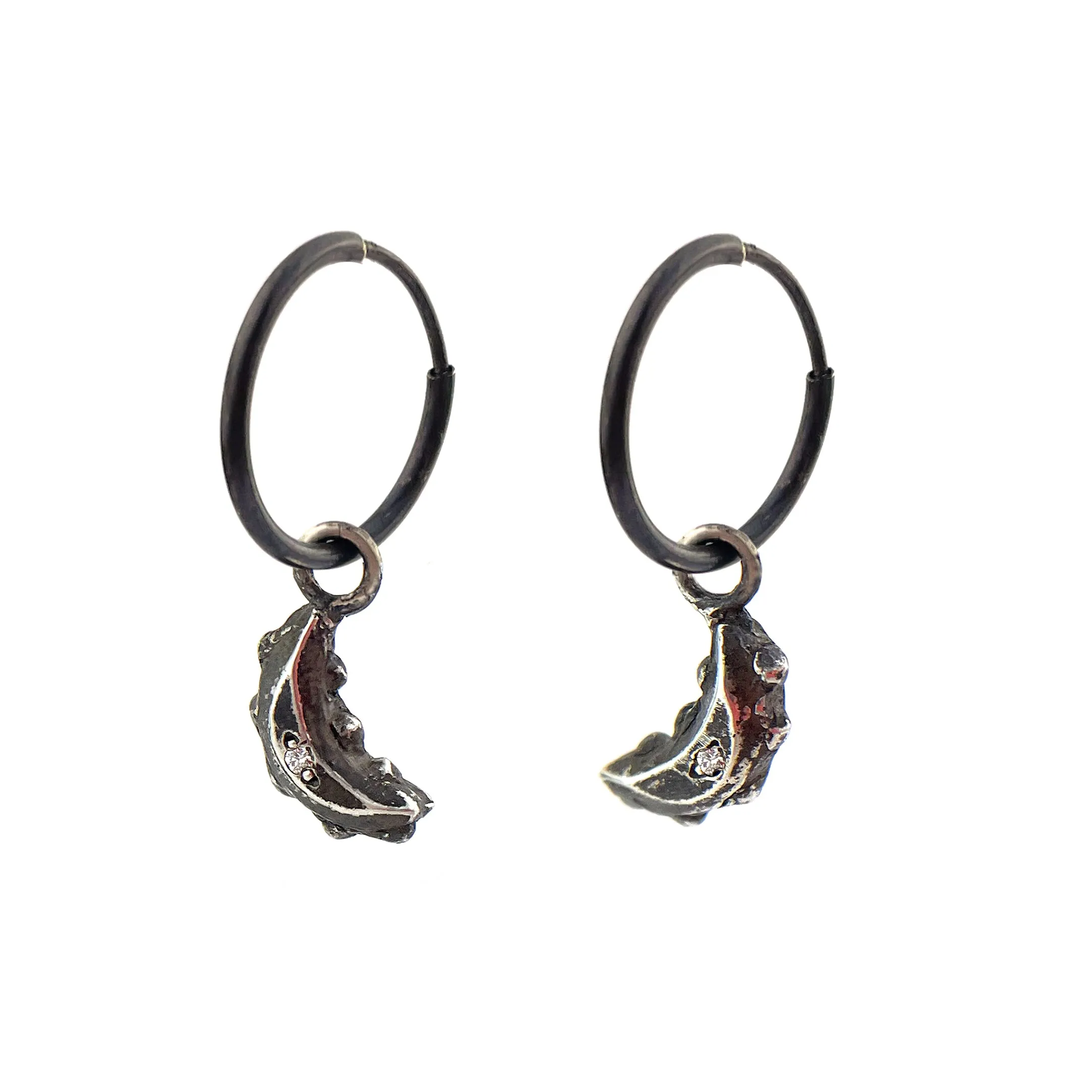 CRESCENT MOON Tiny Hoops - Silver