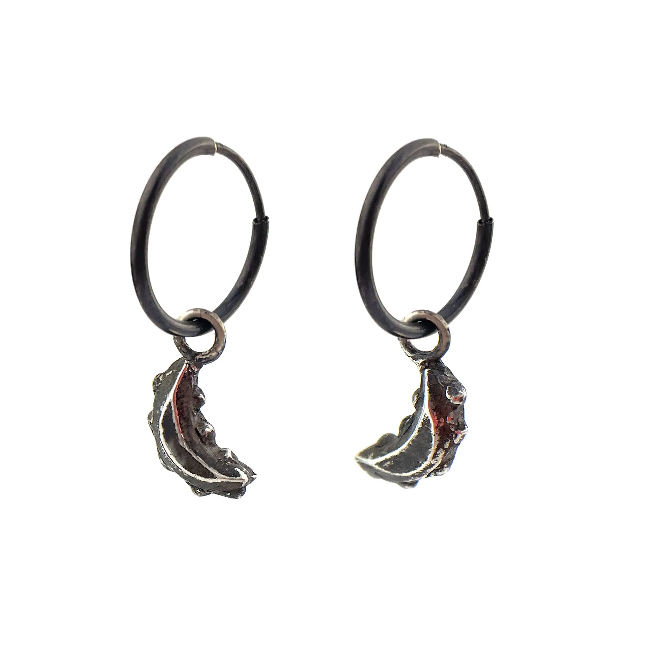 CRESCENT MOON Tiny Hoops - Silver