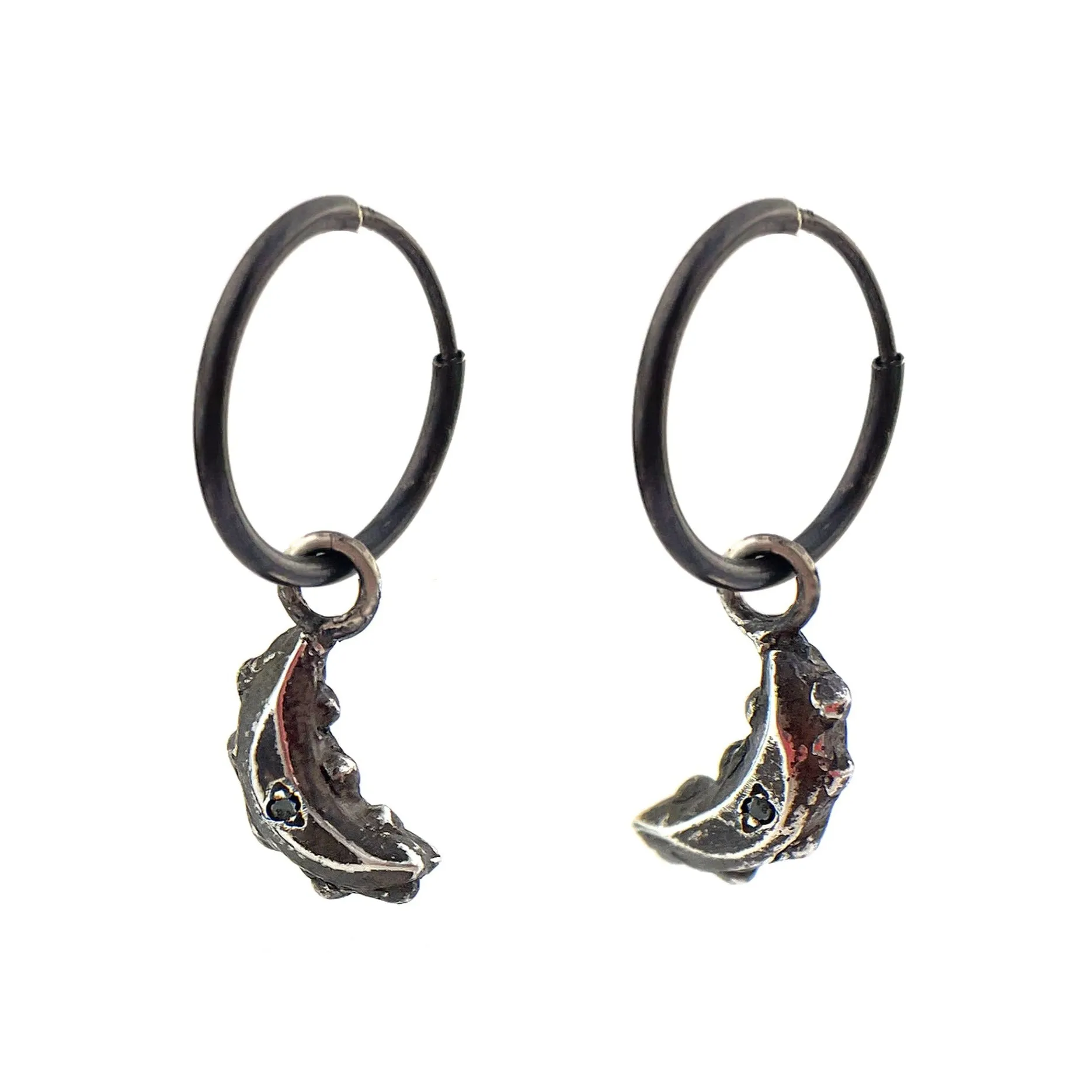 CRESCENT MOON Tiny Hoops - Silver