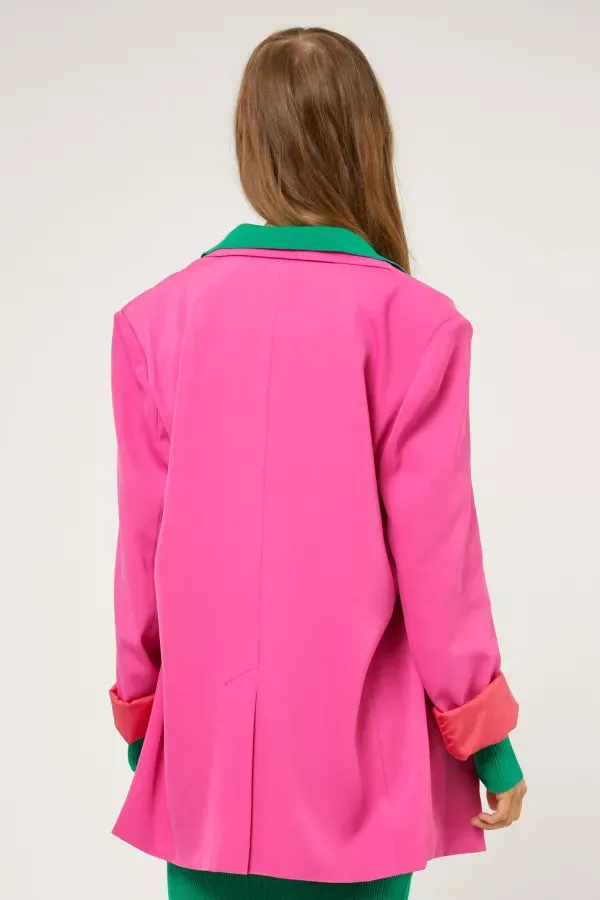 Davi & Dani Button Front Boyfriend Blazer