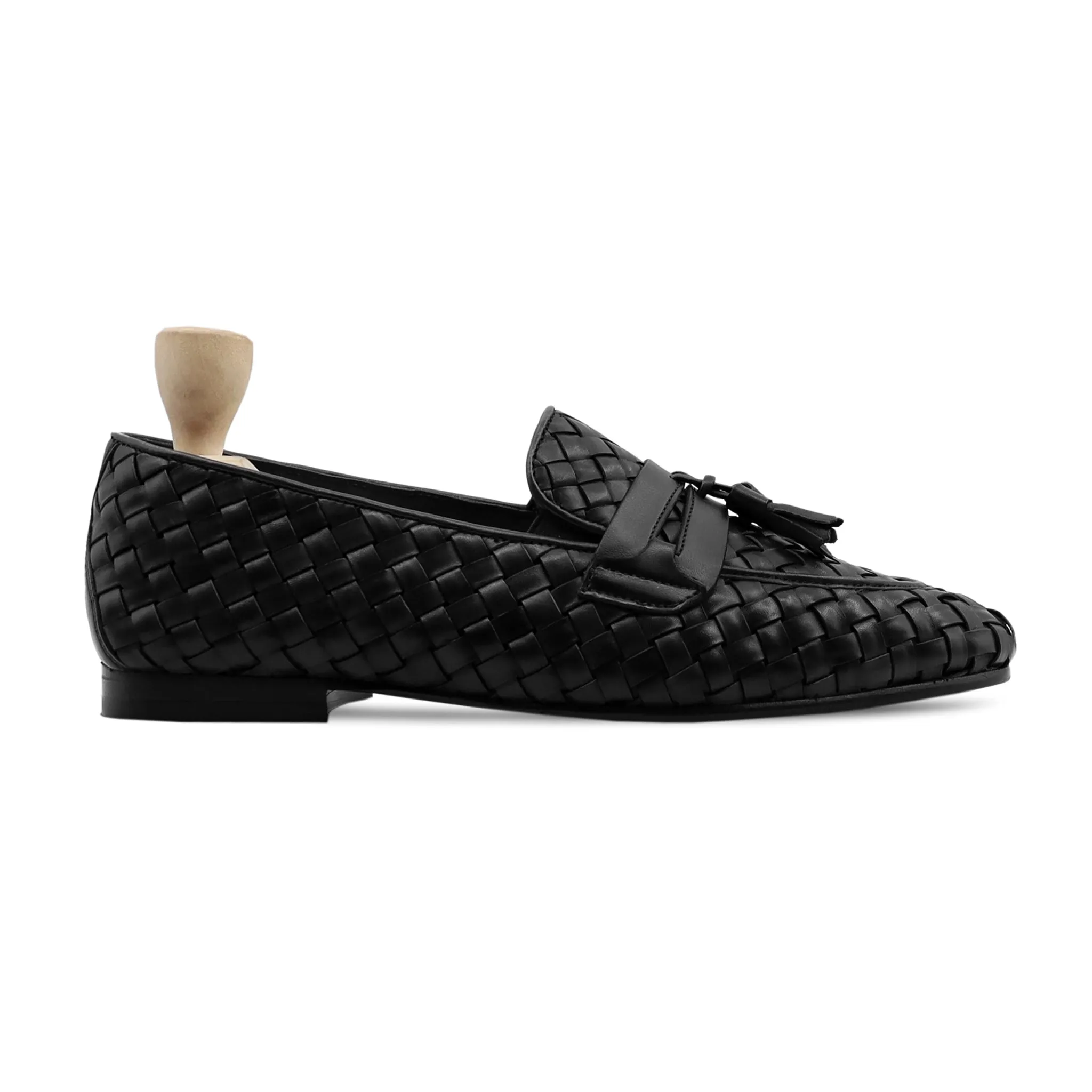 Delicacy - Men's Black Hand Woven Leather Loafer