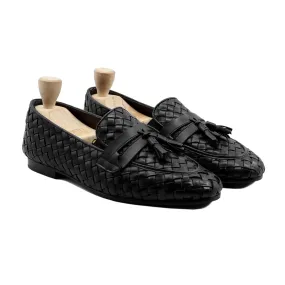 Delicacy - Men's Black Hand Woven Leather Loafer