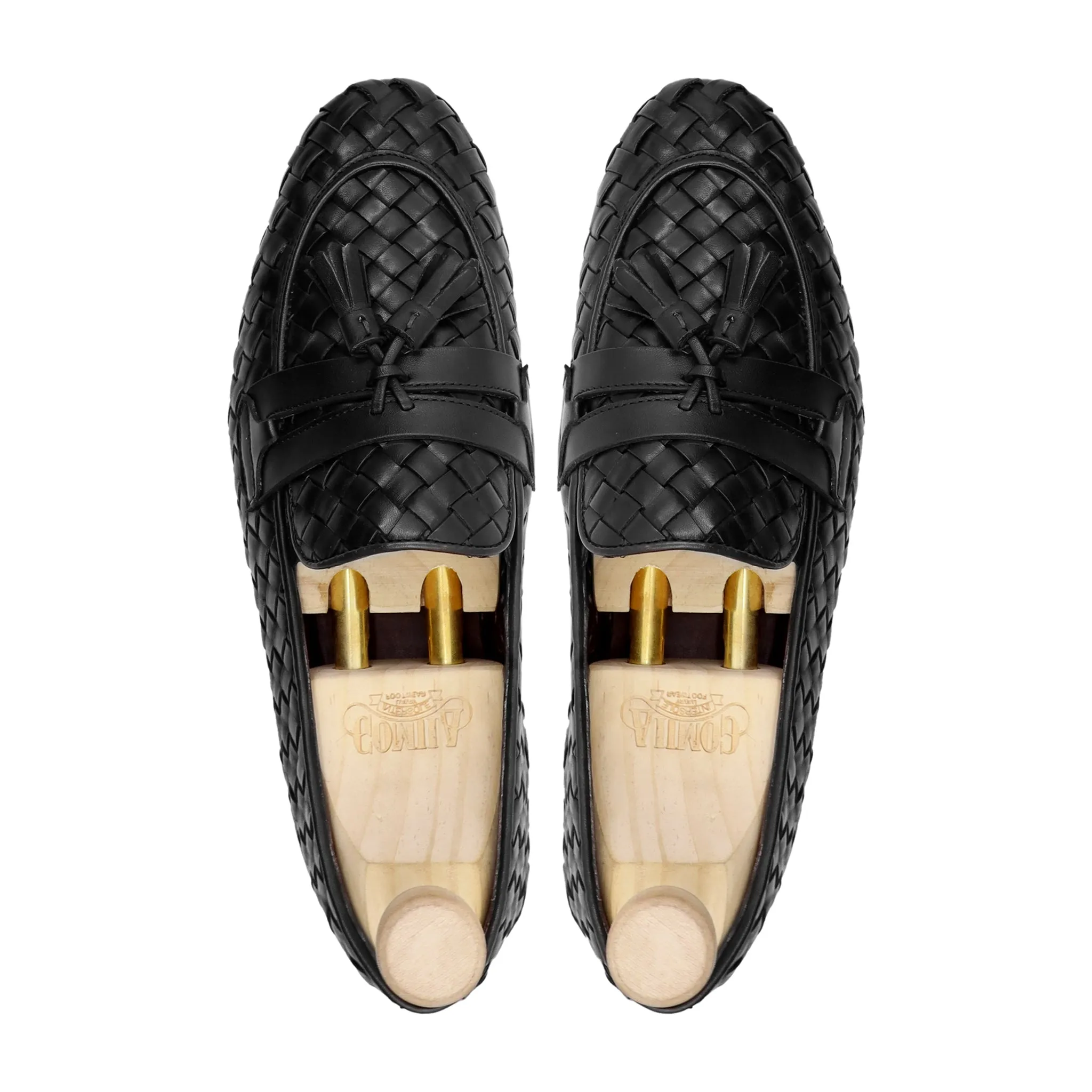 Delicacy - Men's Black Hand Woven Leather Loafer