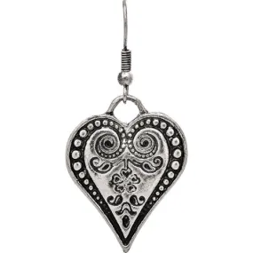 Engraved Folk Heart Earring