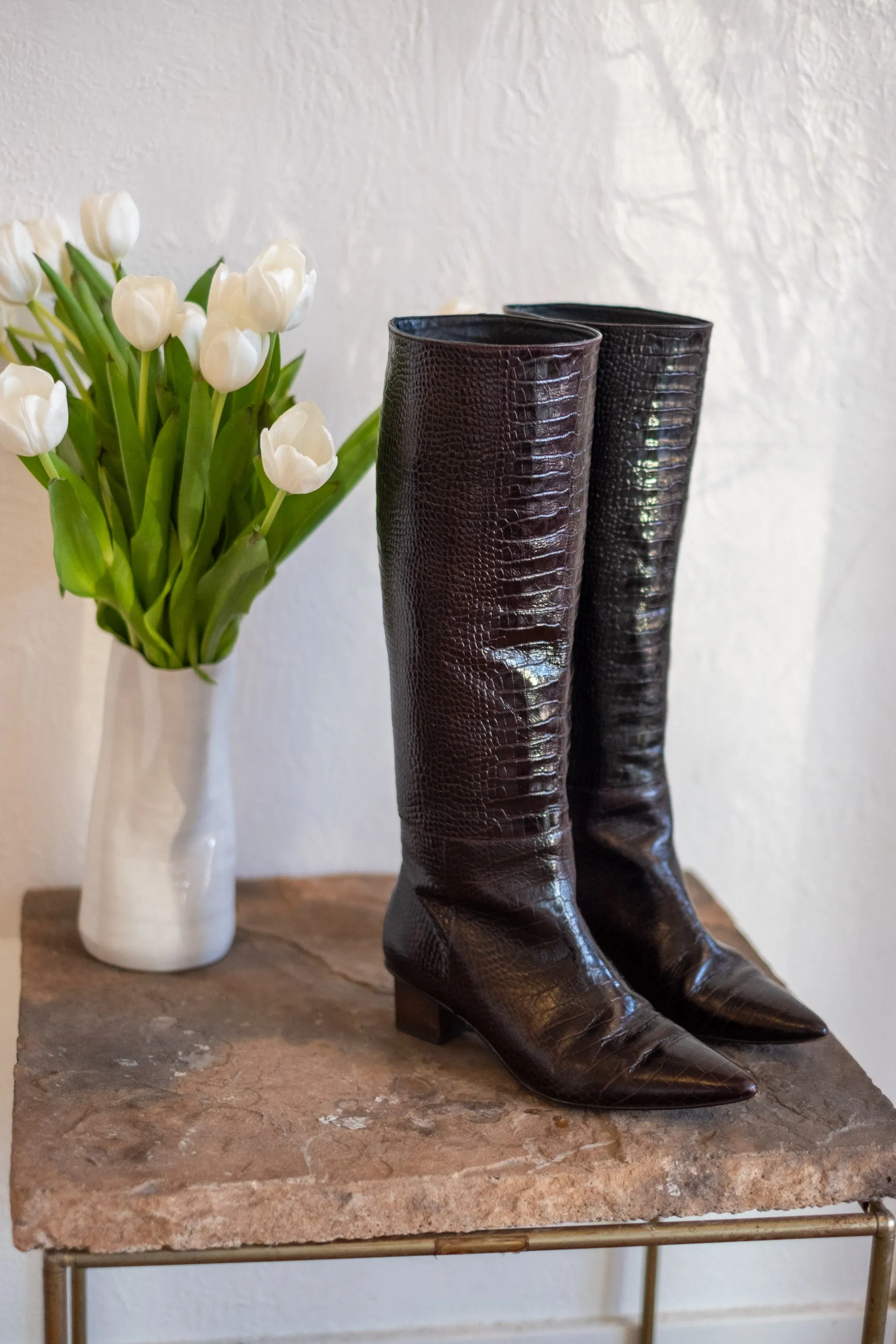 Freda Salvador Snake Embossed Leather Boot