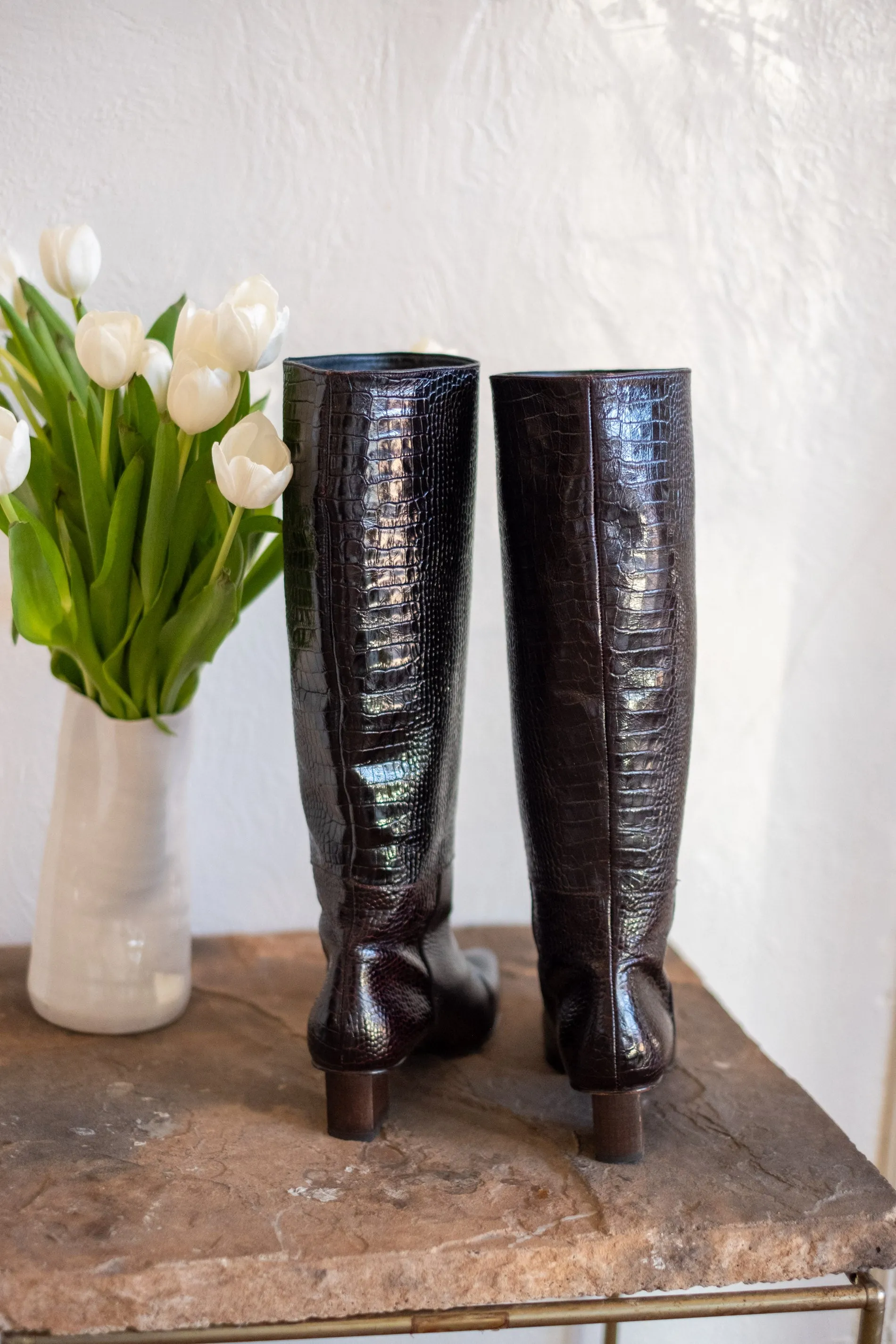 Freda Salvador Snake Embossed Leather Boot