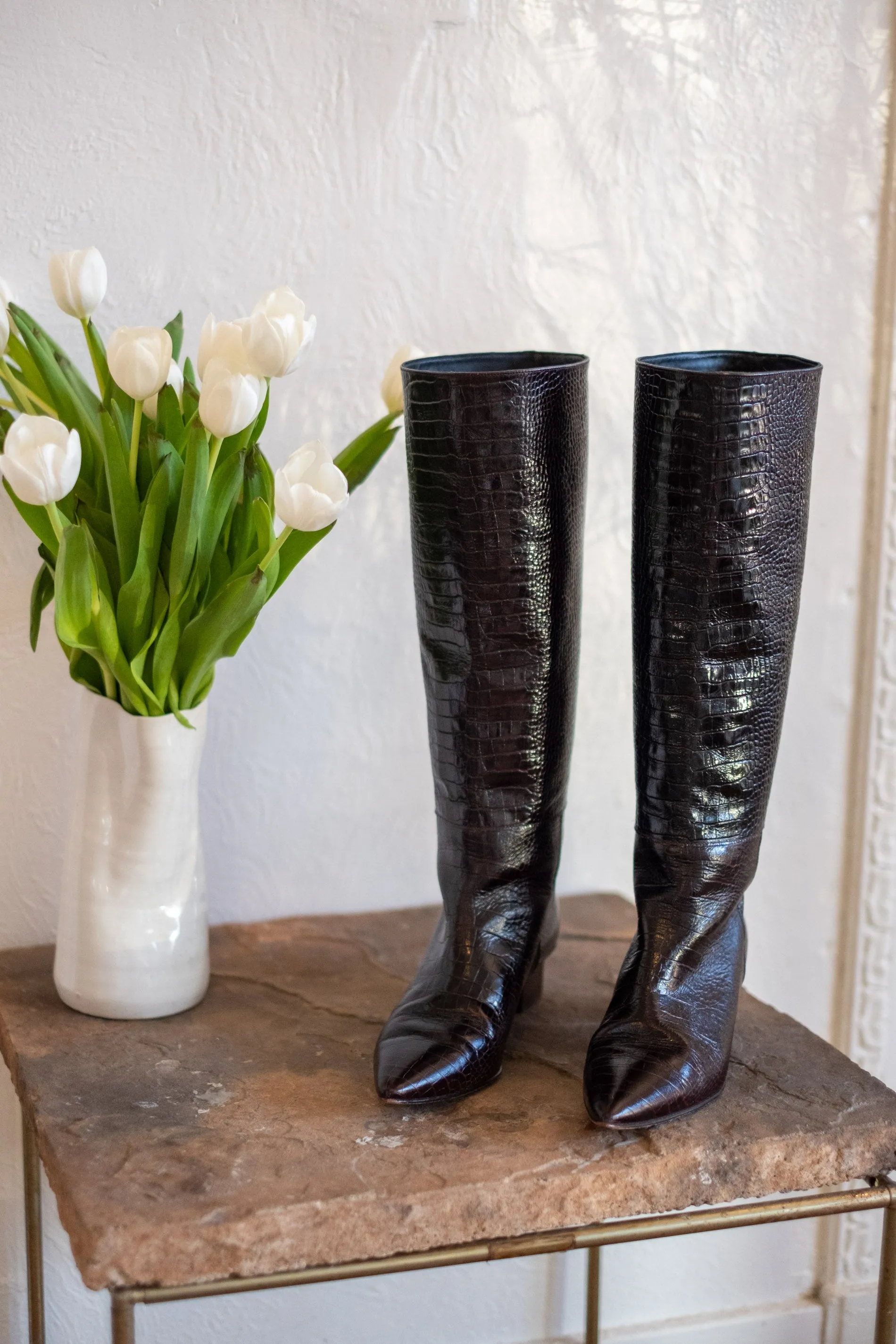 Freda Salvador Snake Embossed Leather Boot