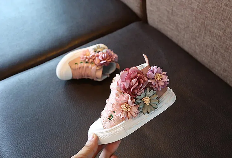 Girls Toddler Floral Blush Pink Baseball Boots