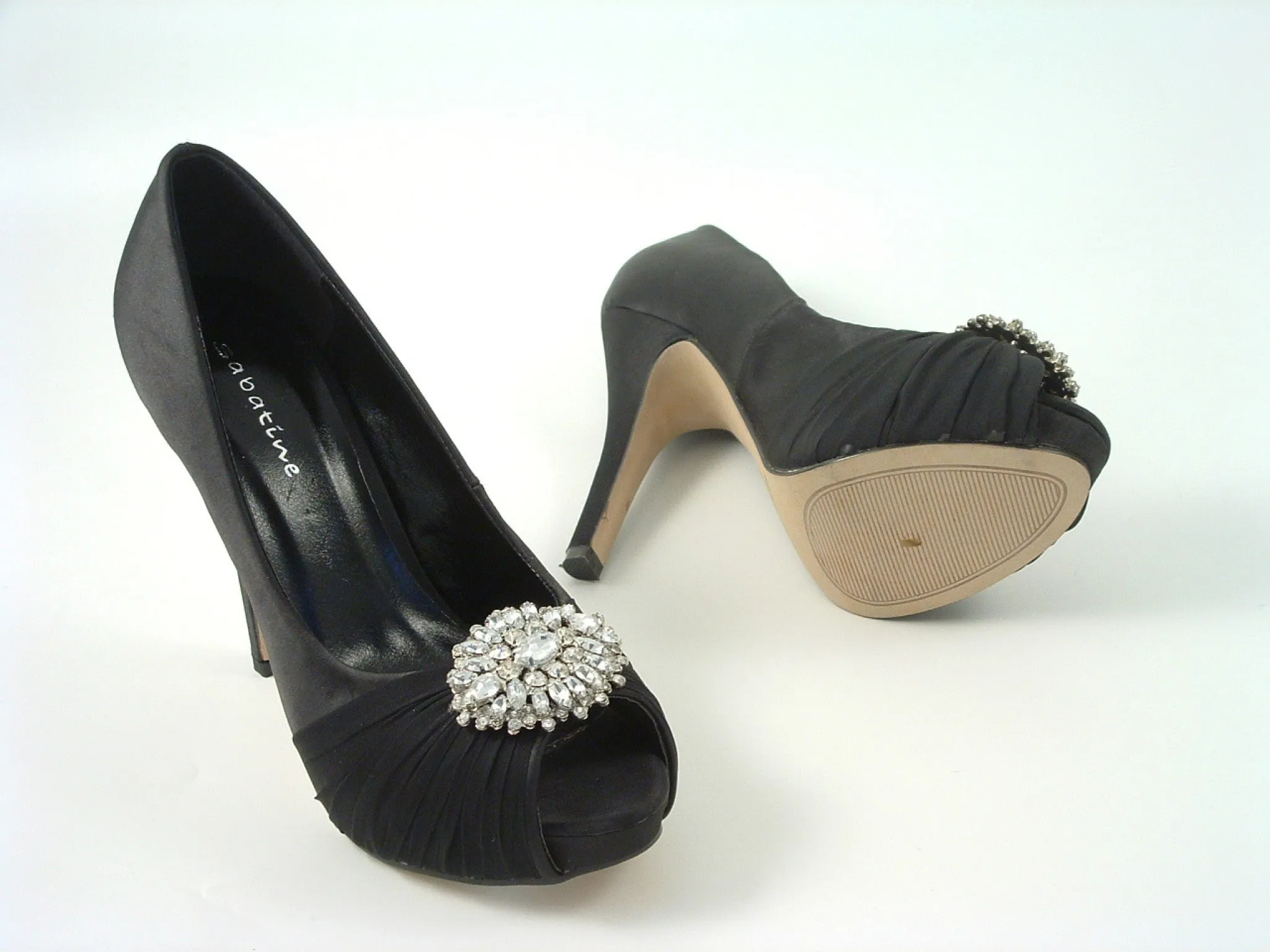 Glitz Shoes Ripley Sabatine Fee 888 Satin Peep Toe Platforms