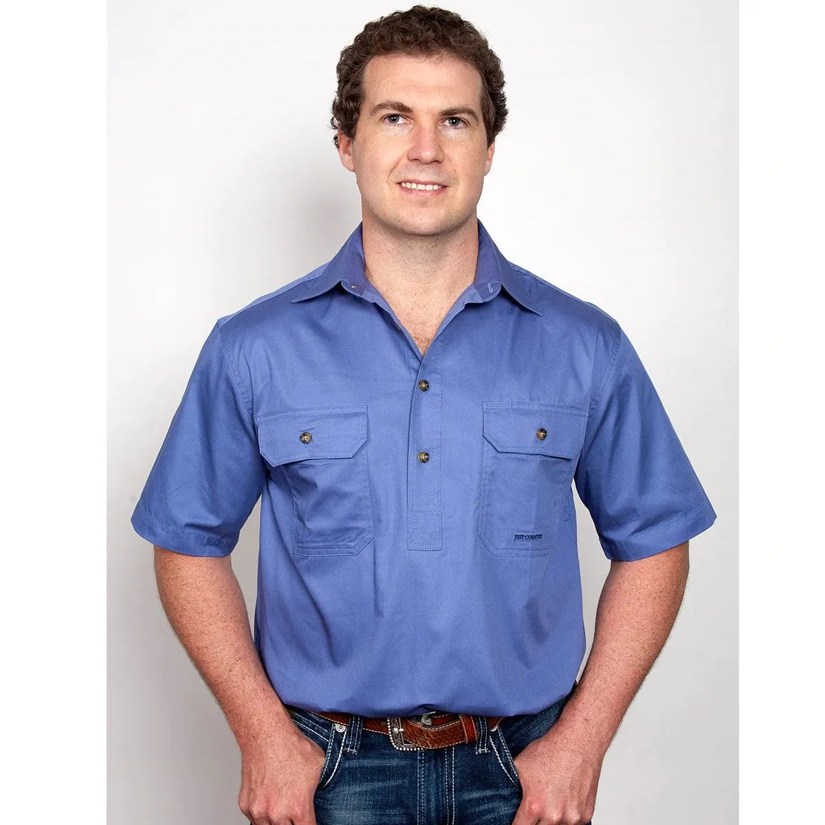 Just Country Mens Short Sleeved Half Button Workshirt