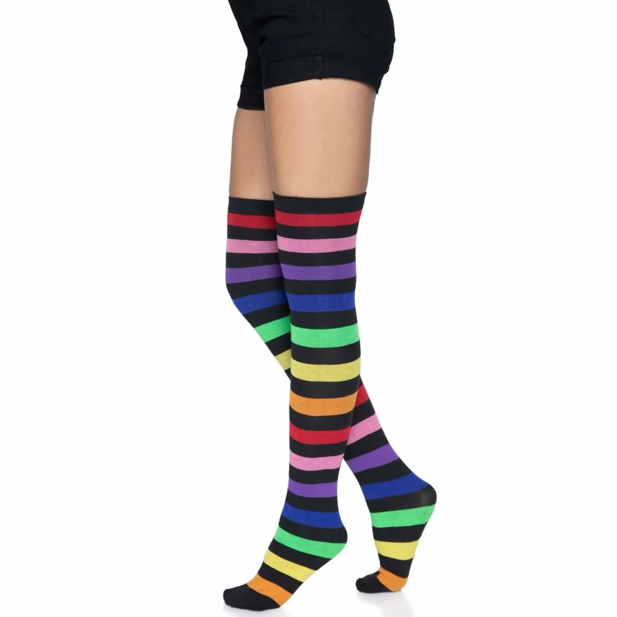 Leg Avenue | Rainbow Stripe Thigh High Socks