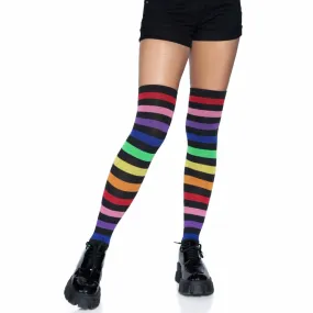 Leg Avenue | Rainbow Stripe Thigh High Socks