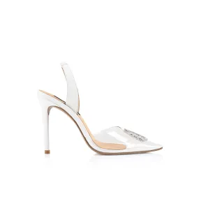 Lorinska Heel Vinylite & White Leather