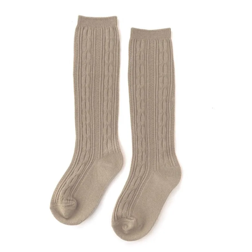 Oat Cable Knit Knee Socks by Little Stocking Co