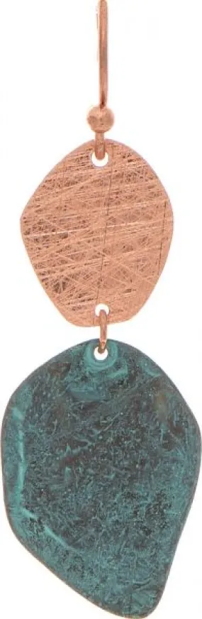 Patina Copper Organic Drops Brass Earrings