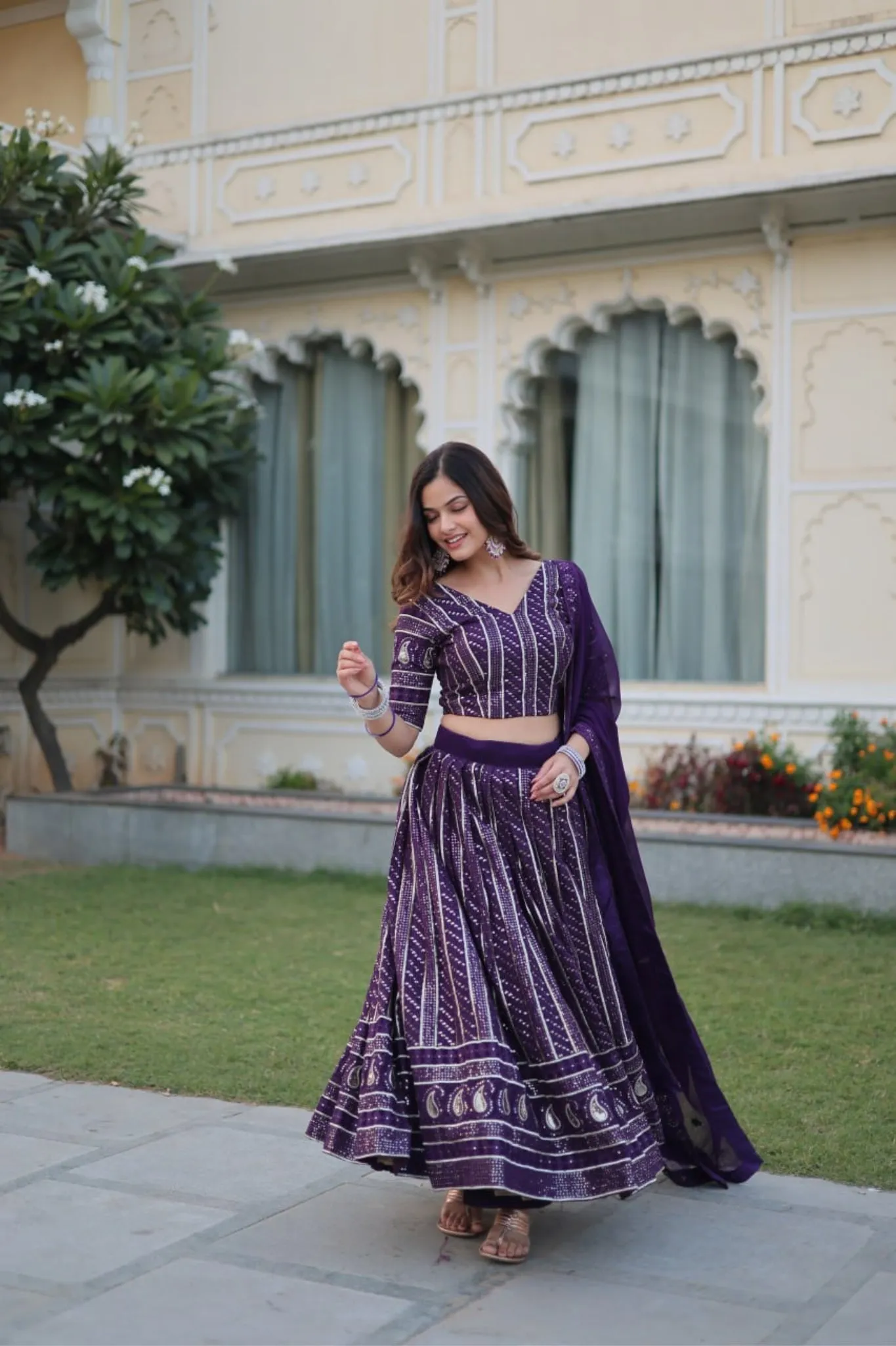 Purple Embroidered Wedding Special Lehenga Choli