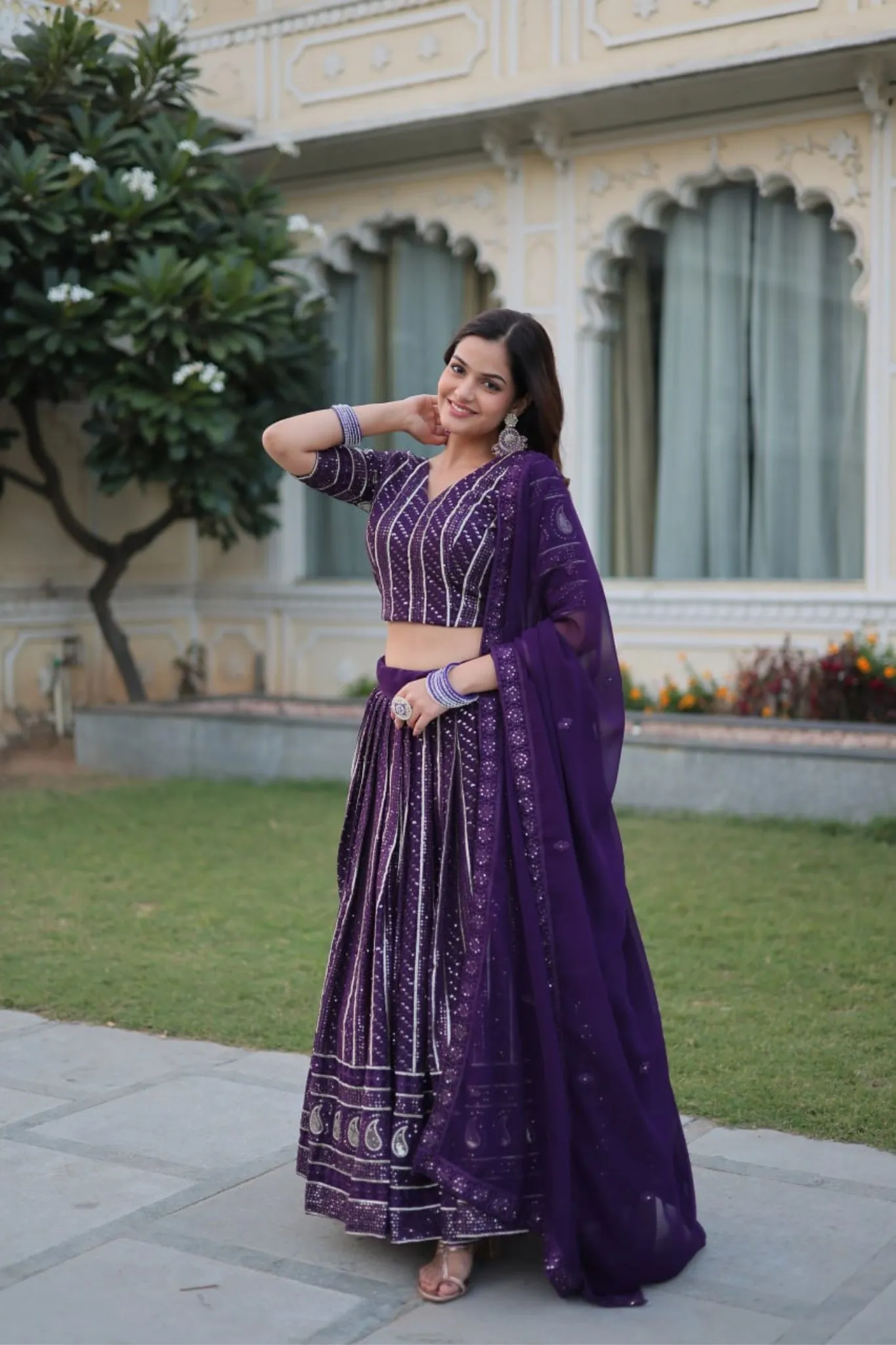 Purple Embroidered Wedding Special Lehenga Choli