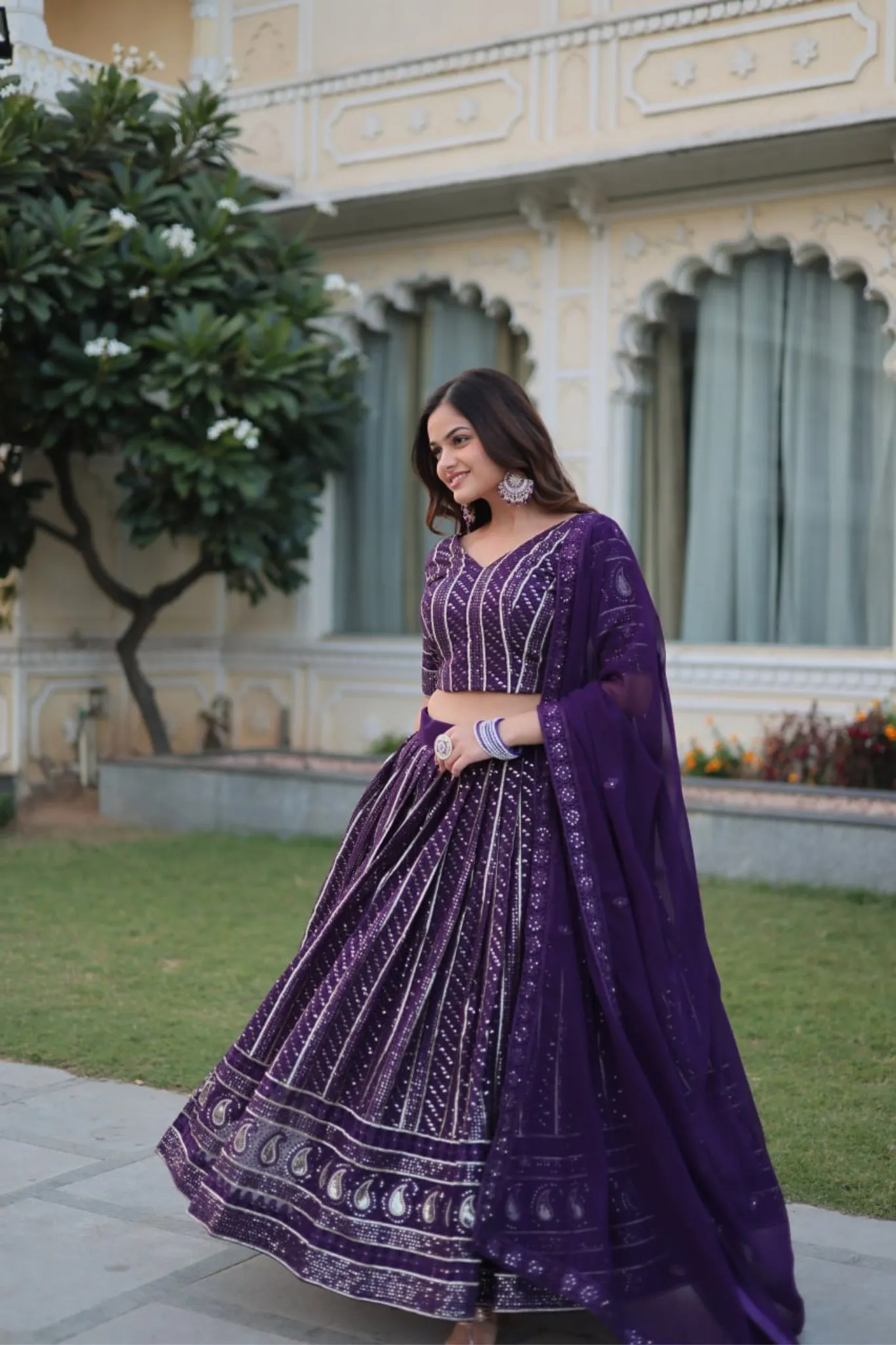 Purple Embroidered Wedding Special Lehenga Choli