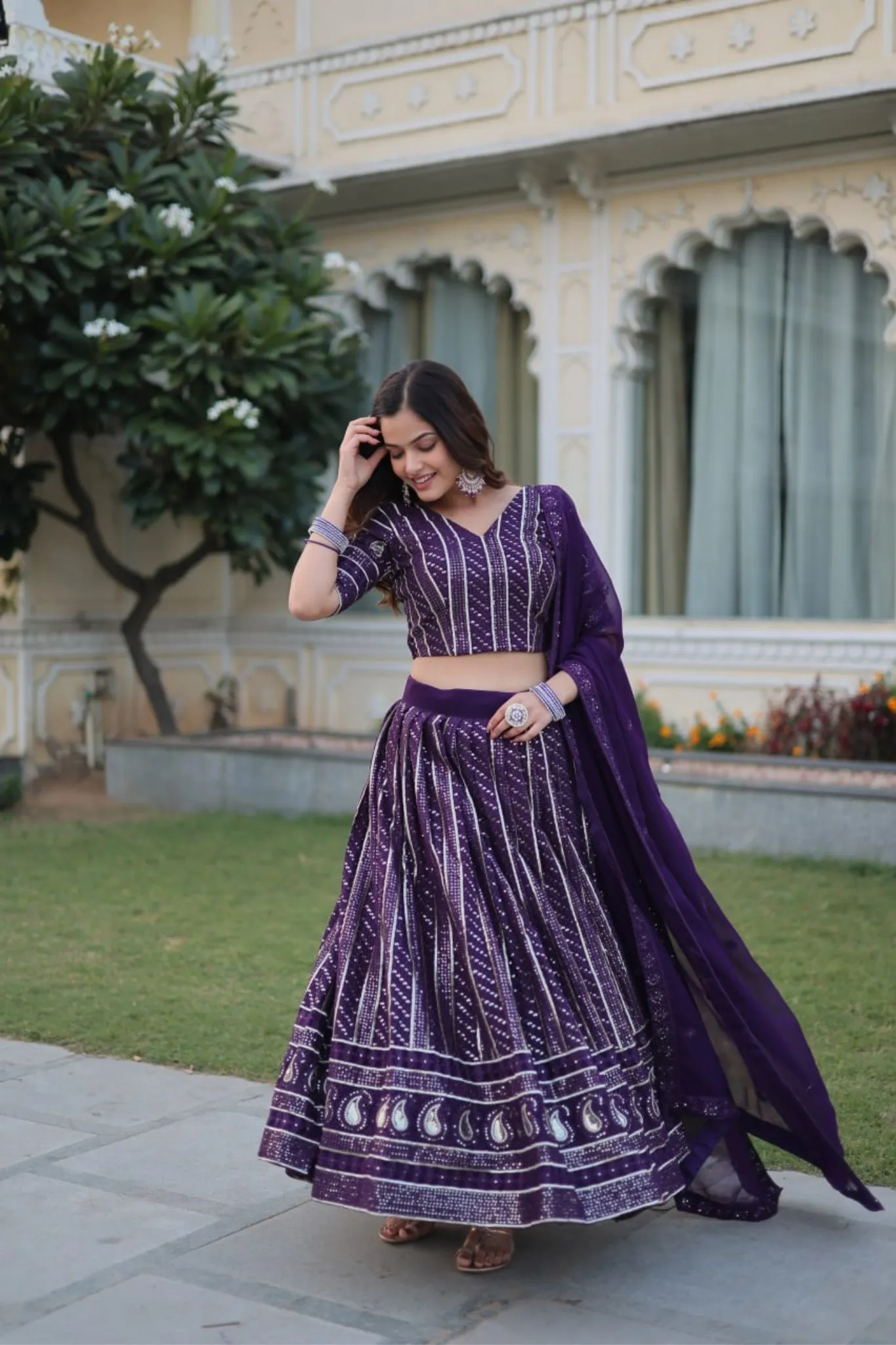 Purple Embroidered Wedding Special Lehenga Choli