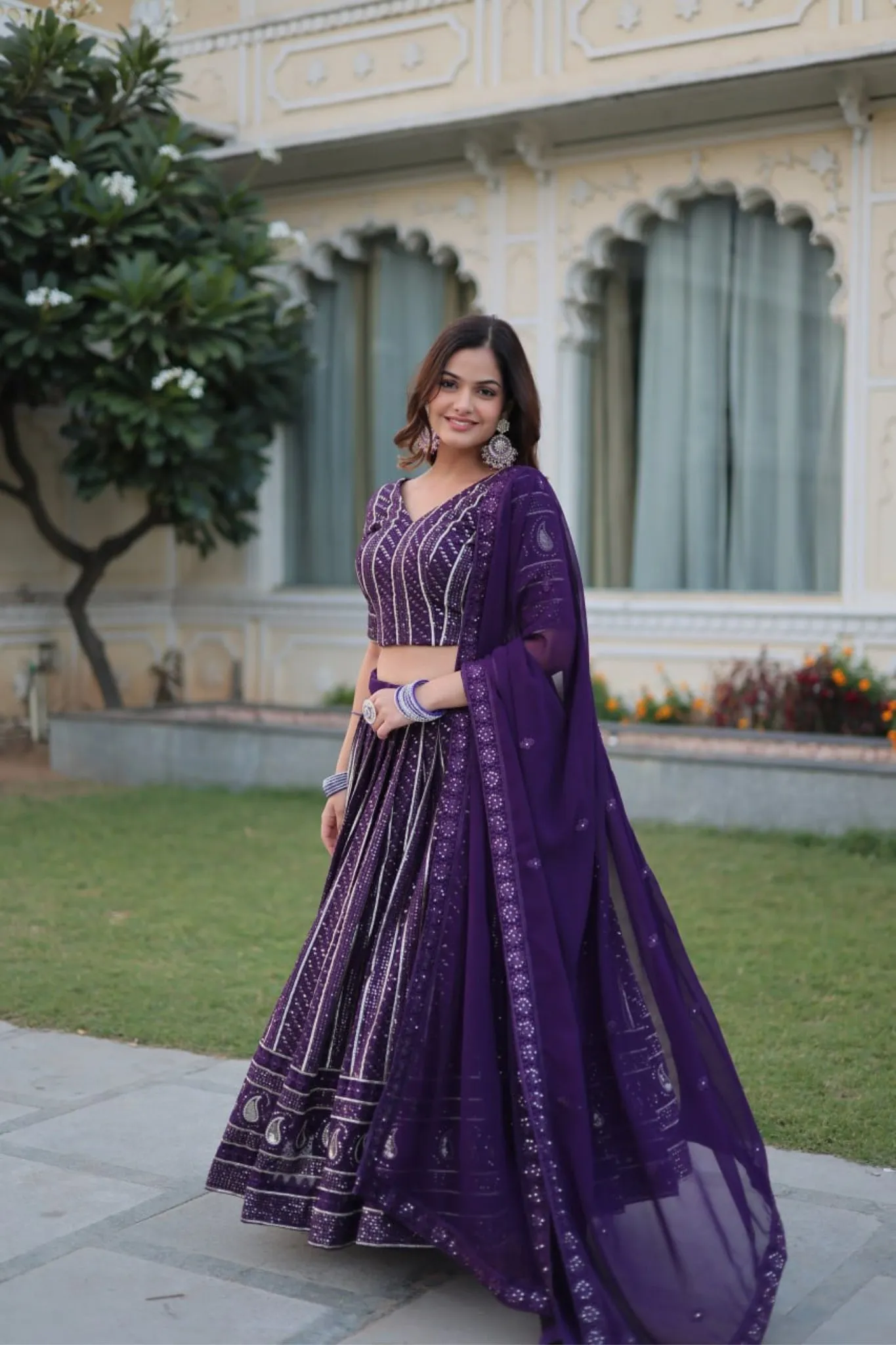 Purple Embroidered Wedding Special Lehenga Choli