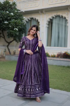 Purple Embroidered Wedding Special Lehenga Choli