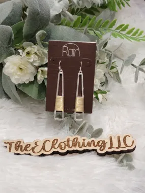 Rain - Two Tone Wire Wrapped Open Bar Earring