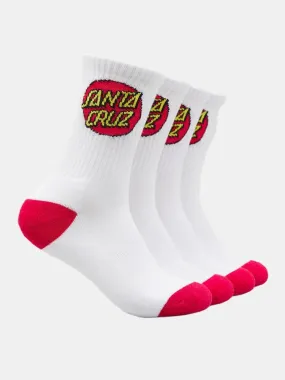 Santa Cruz Classic Dot 4 Pack Socks - White