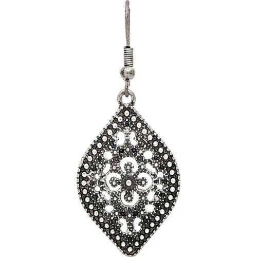 Silver Marcasite Filigree Ellipse Earrings