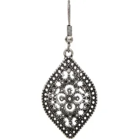 Silver Marcasite Filigree Ellipse Earrings