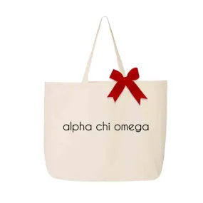 Sorority Name Canvas Tote Bag with Bow in Sorority Color