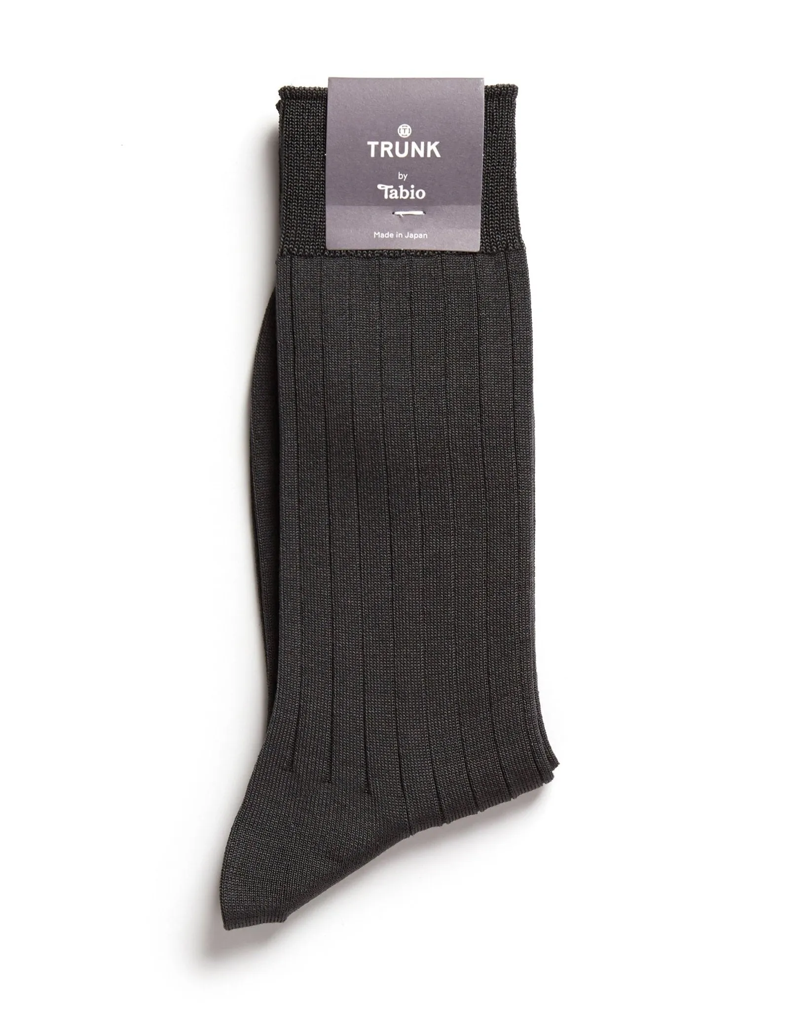 Tabio Cotton Ribbed Socks: Charcoal