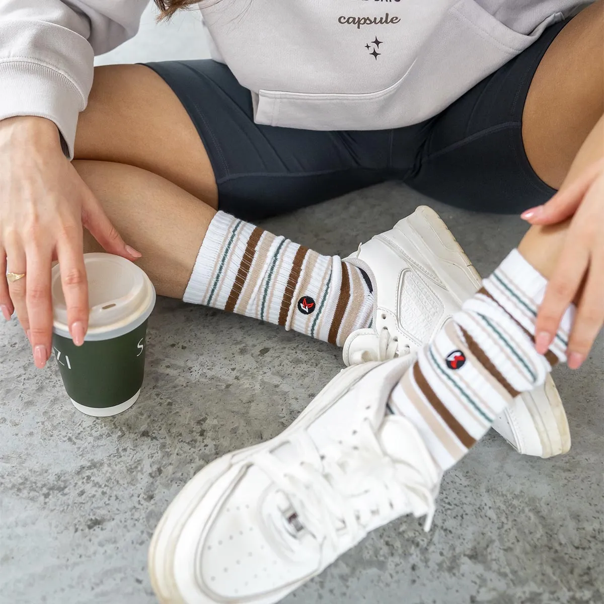 White Stripe Crew Sock