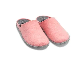 Women's non-slip pink soft recycled felt mule slippers, 100% recycled  materials